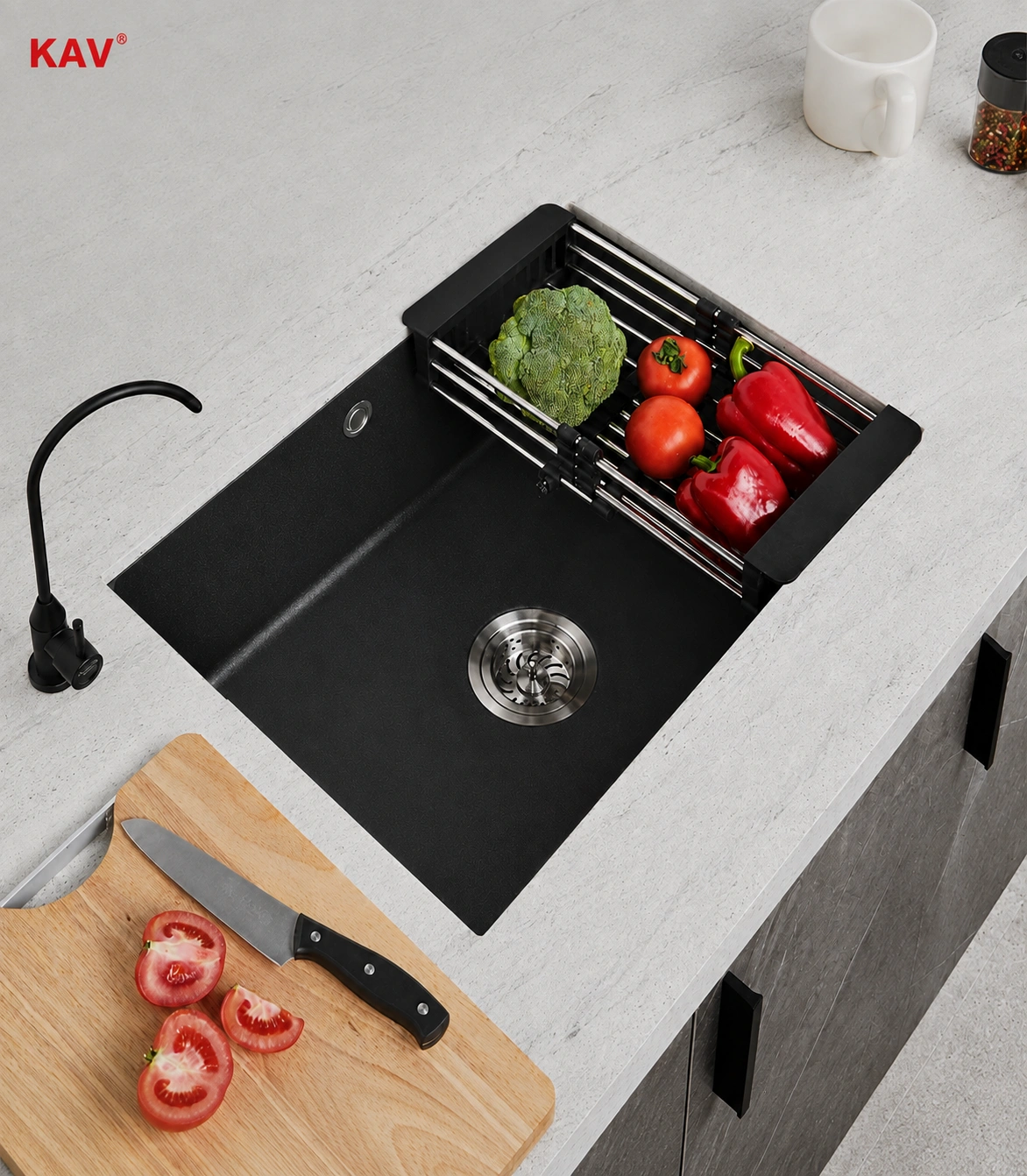 Chậu rửa bát đá thạch anh đơn cỡ lớn